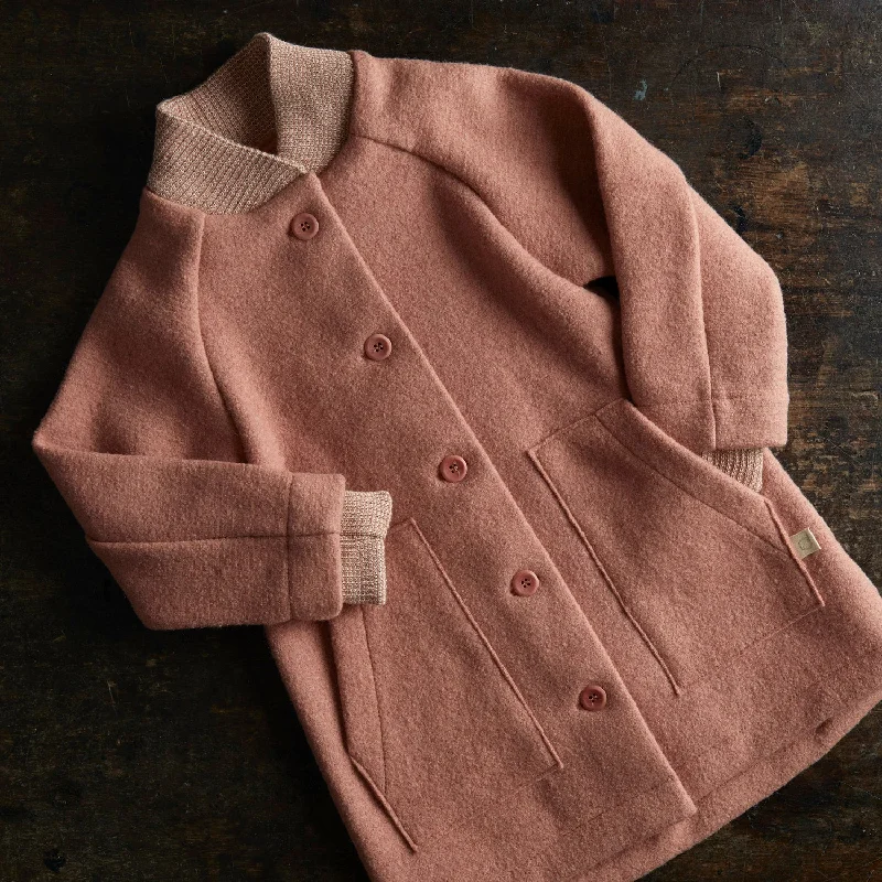 Boiled Merino Wool Coat - Rose