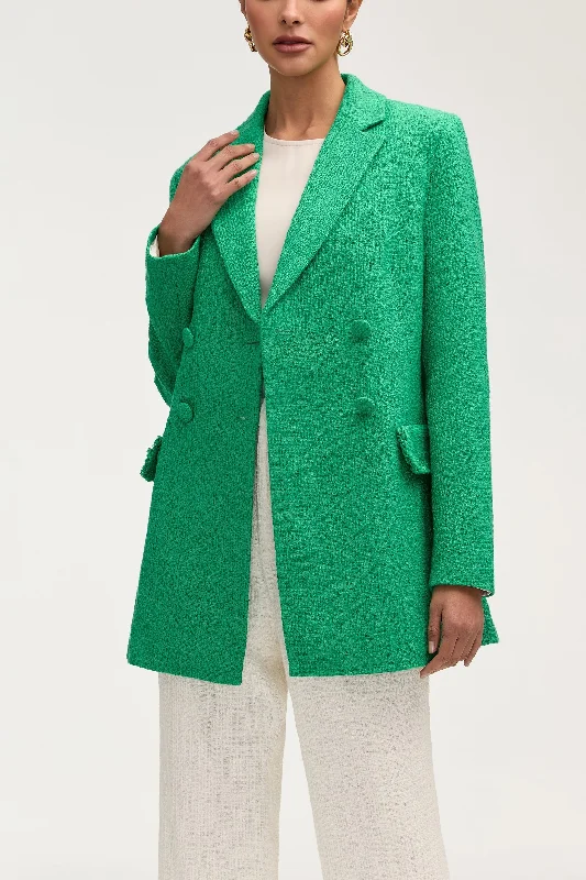 Abigail Tweed Double Breasted Blazer - Jade