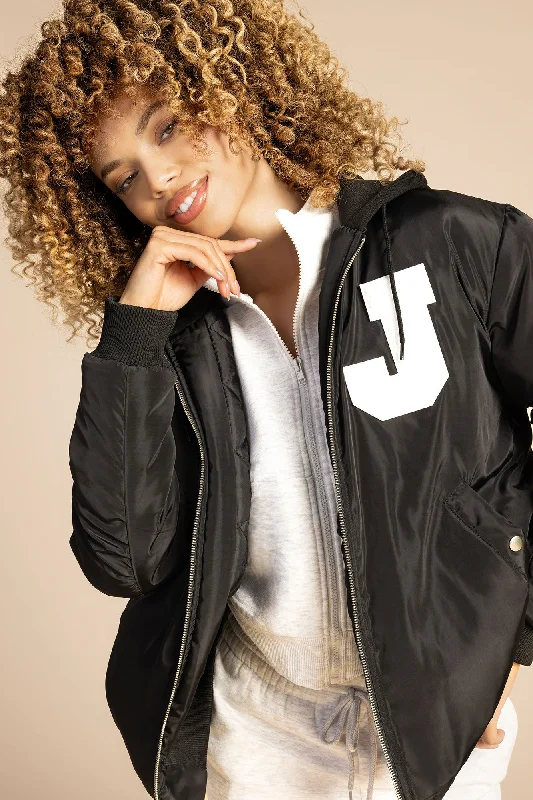 Letter Chenille Embroidered Bomber Jacket