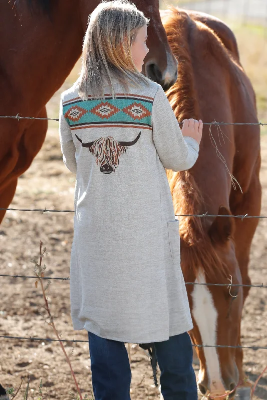 Little Girl's Skull Print Sweater Duster