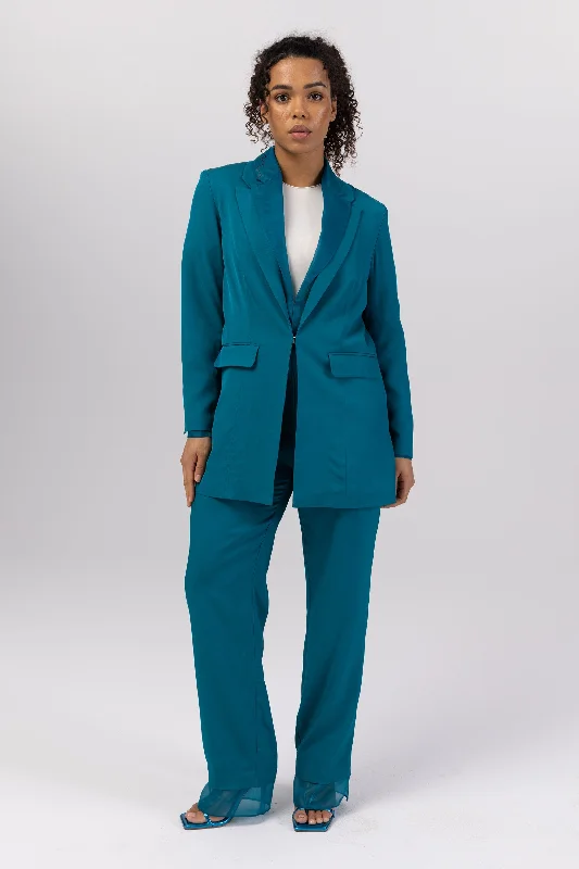 Rayan Organza Two Piece Blazer - Deep Lagoon