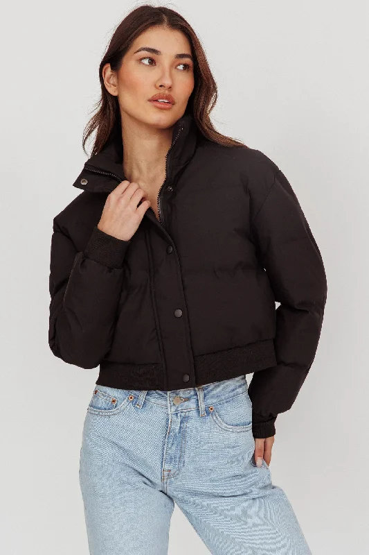 Infatuation Cropped Puffer Jacket Black