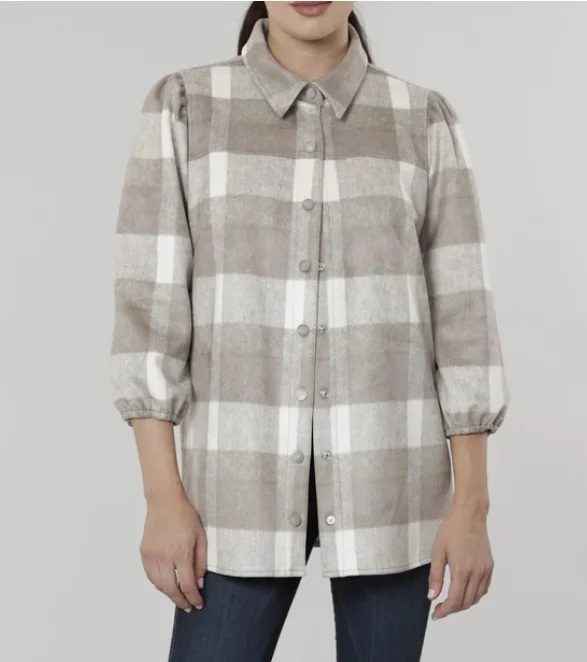 Faux Leather Plaid Snap Shirt