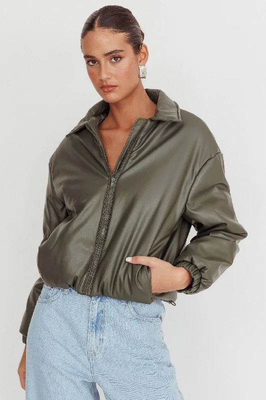 Faroe Drawstring Waist Puff Jacket Green