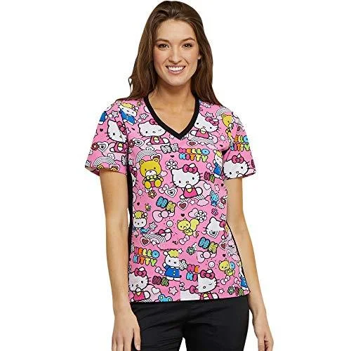 Cherokee Tooniforms TF636 Women's V-Neck Print Scrub Top