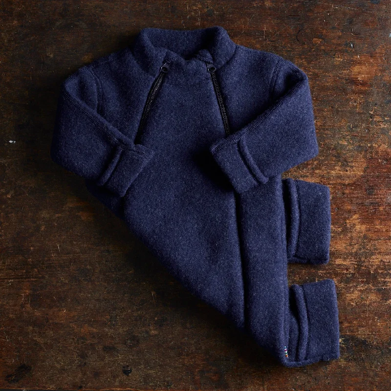 Baby & Kids Merino Wool fleece Zip Suit - Navy