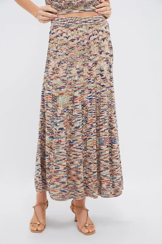 Multi Wylie Flared Knit Skirt