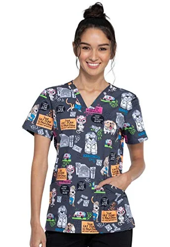 Cherokee CK651 V-Neck Scrub Print Top