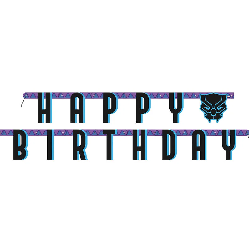 6 ft BLACK PANTHER HAPPY BIRTHDAY JOINTED BANNER