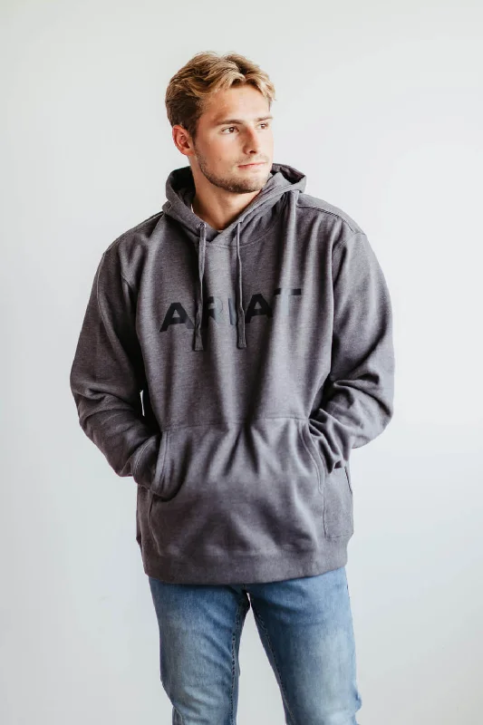 Ariat Logo Hoodie for Men in Grey Heather | 10046396-GREYHEATHER