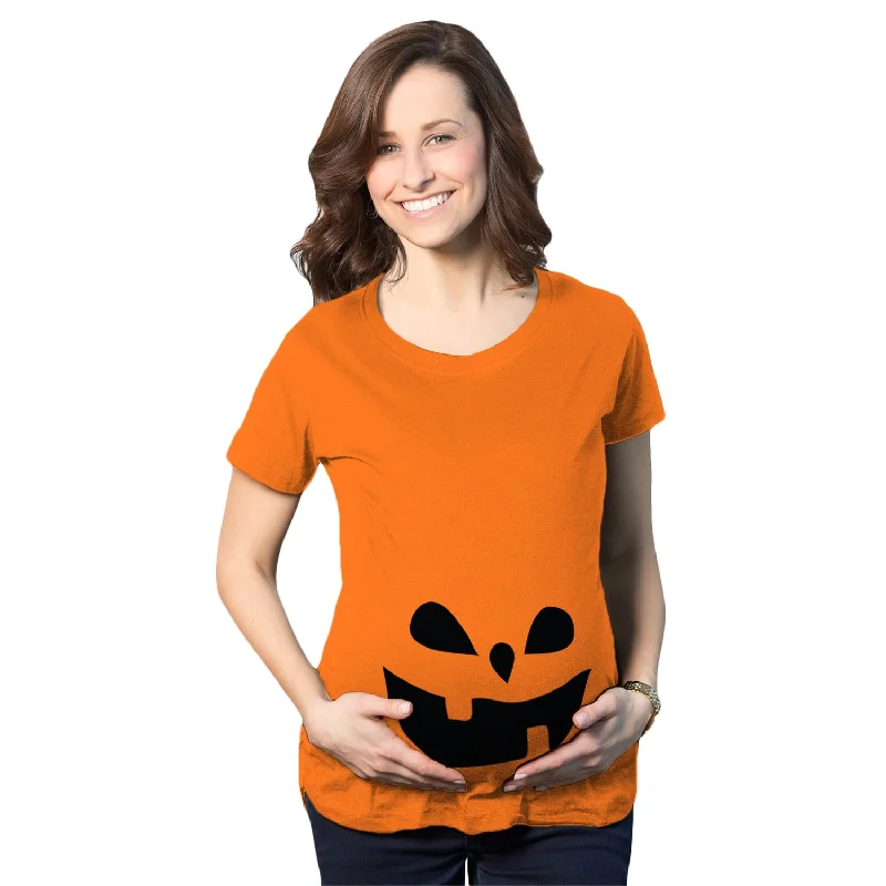 Teardrop Eyes Pumpkin Face Maternity T Shirt