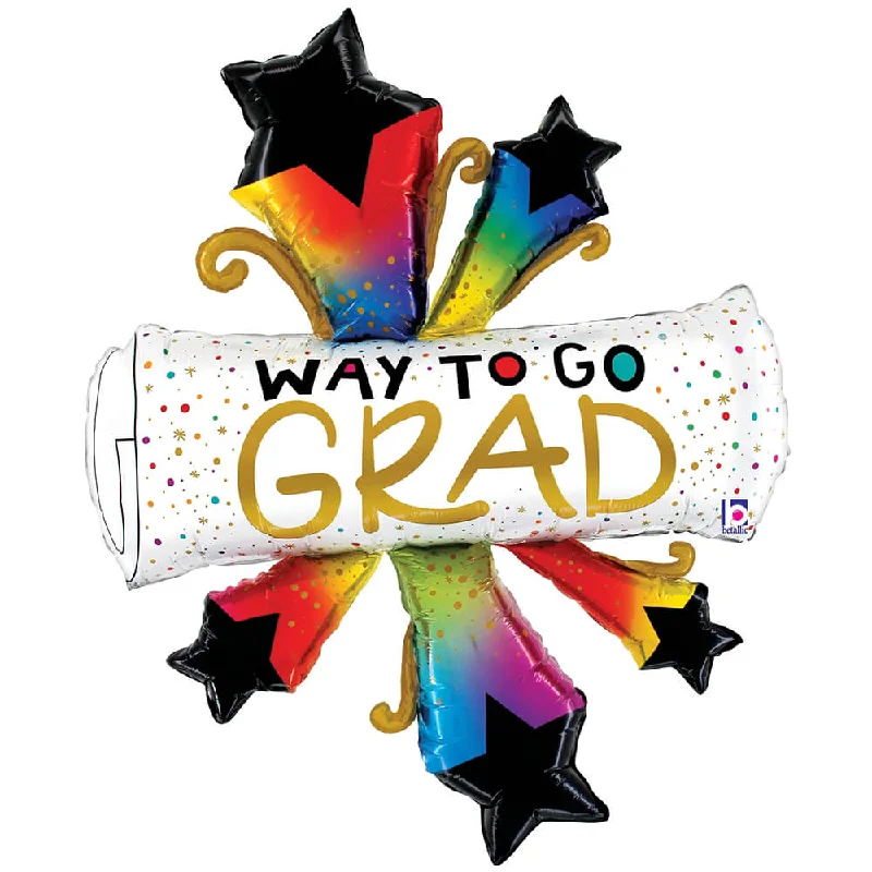 42 inch BURSTING STARS GRAD DIPLOMA