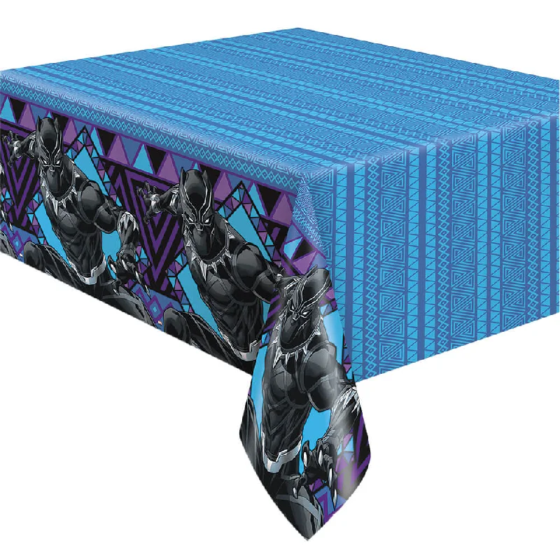 BLACK PANTHER RECTANGULAR PLASTIC TABLE COVER 54 inch x 84 inch