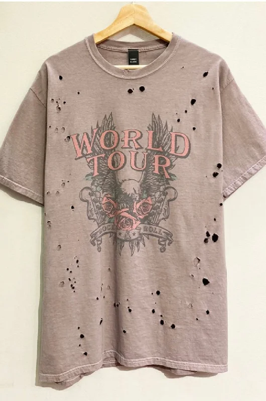 World tour distressed tee