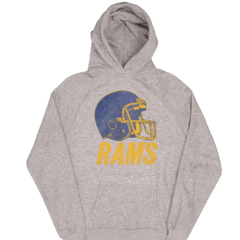 VINTAGE NFL LOS ANGELES RAMS GRAY HOODIE SWEATSHIRT 1980S SIZE MEDIUM