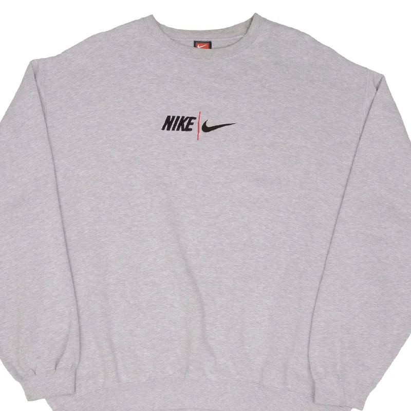 VINTAGE NIKE SPELLOUT SWOOSH GRAY SWEATSHIRT 1990S SIZE 2XL