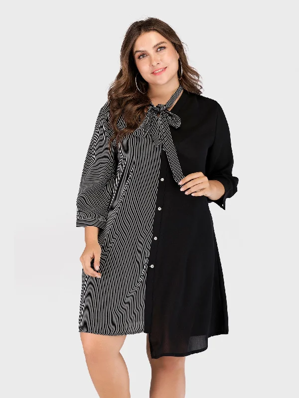 Midsize Irregular Middle-Length Sleeves Dress with Lace-Up