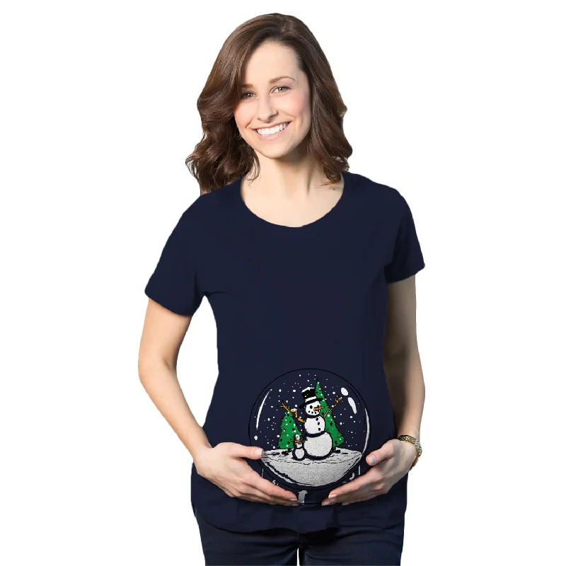 Snow Globe Snowman Maternity T Shirt