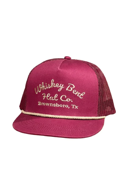 Whiskey Bent Sale Barn Trucker Hat for Men in Maroon | SLBRN-M