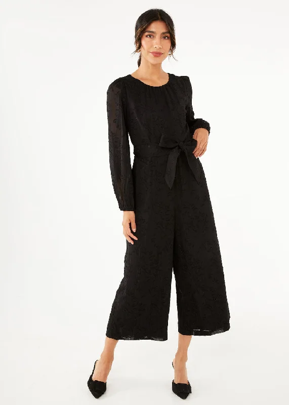 Brie Jumpsuit Black Burnout Chiffon