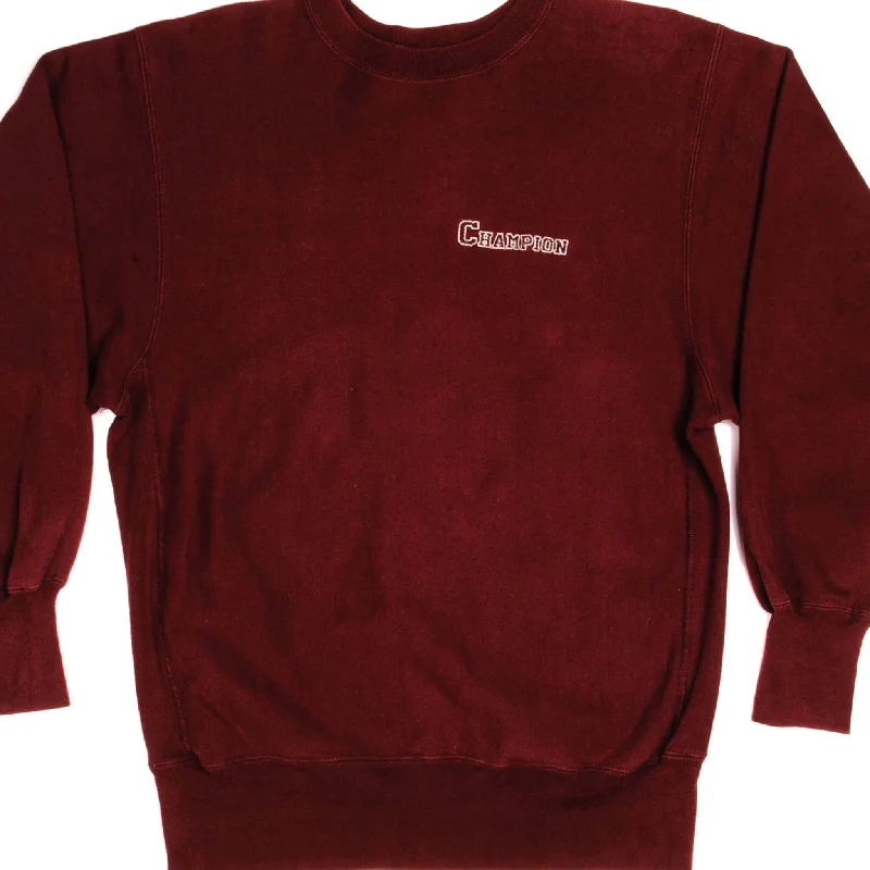 VINTAGE REVERSE WEAVE CHAMPION EMBROIDERED BURGUNDY SWEATSHIRT 1990S SIZE XL