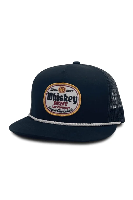 Whiskey Bent Label Rope Trucker Hat for Men in Black | BLKLABEL