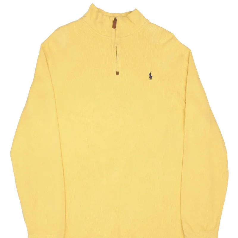 VINTAGE RALPH LAUREN YELLOW QUARTER ZIP SWEATER SIZE XL 1990S