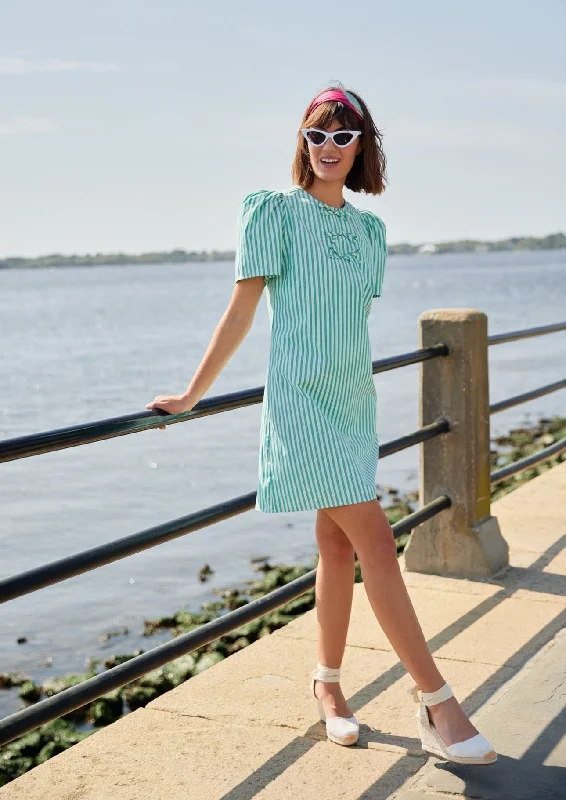 Marty Dress Turquoise Stripe Cotton