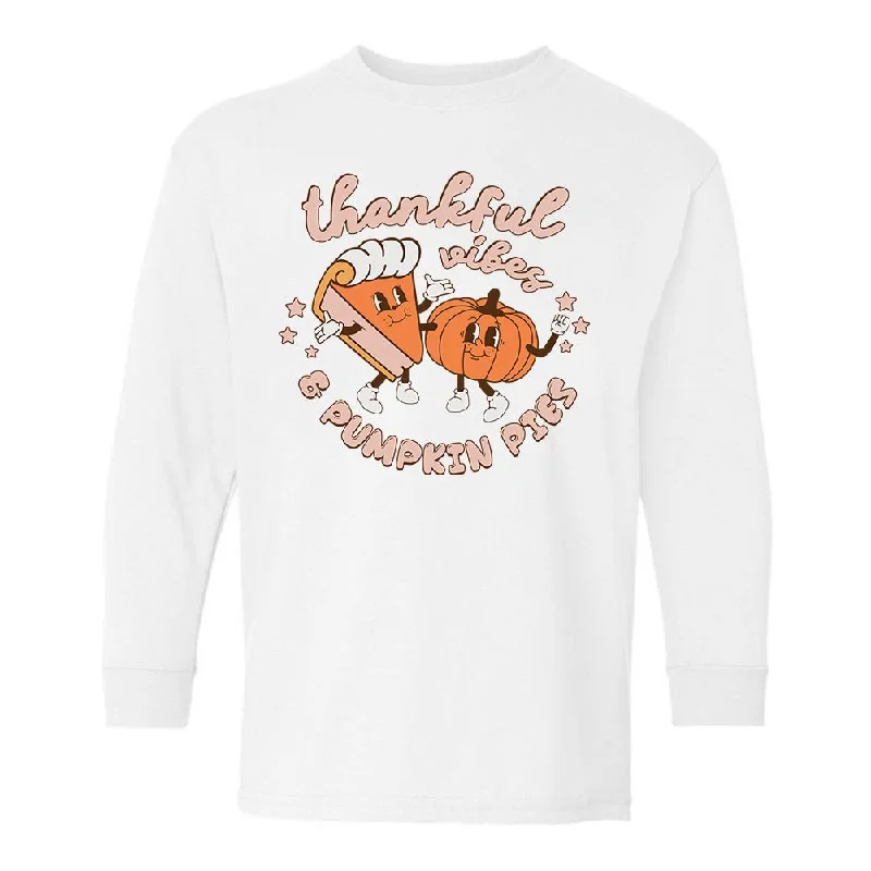 Kids 'Thankful Vibes & Pumpkin Pies' Long Sleeve T-Shirt