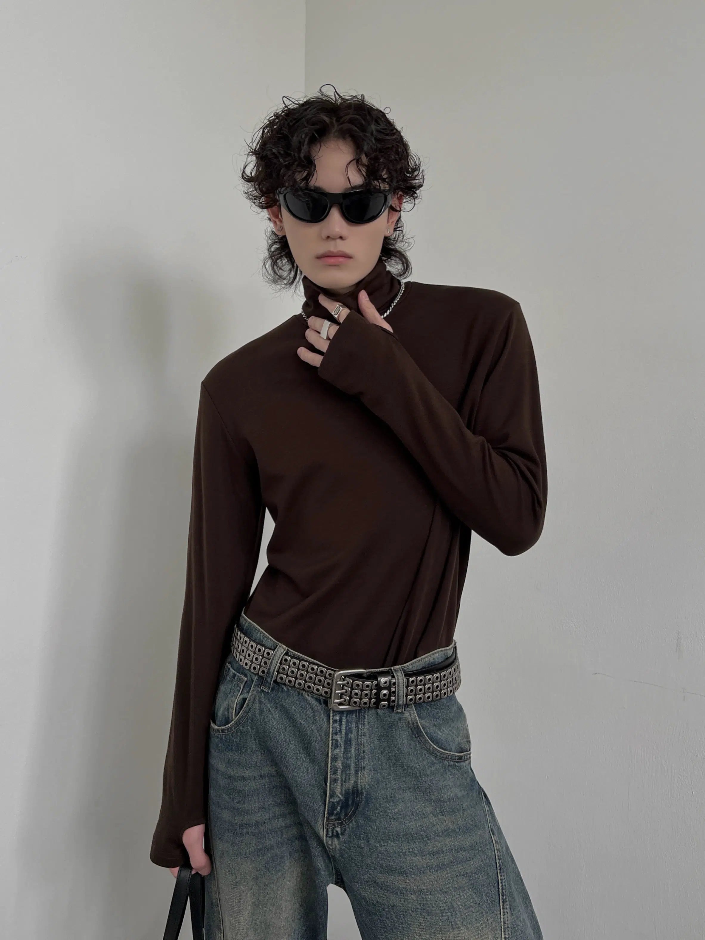 Slim-fit High Collar Long-Sleeve Pullover