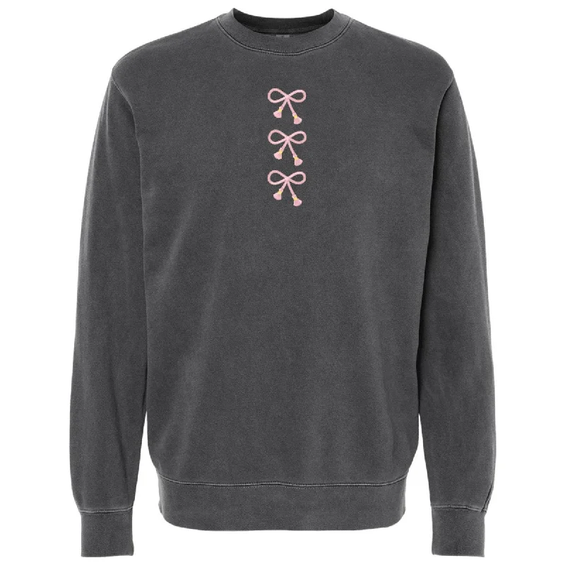 Embroidered Tasseled 'Bows' Cozy Crew