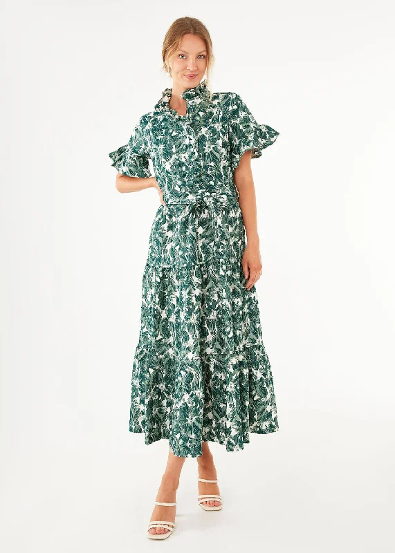 Sadie Maxi Dress Green Hibiscus Jacquard