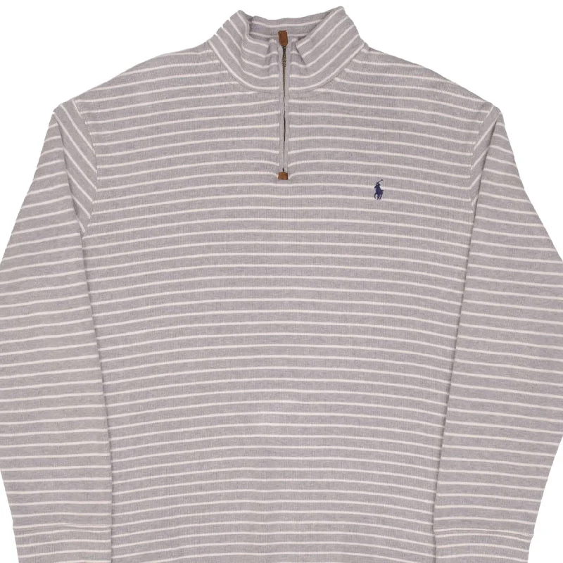 POLO RALPH LAUREN GRAY STRIPPED QUARTER 1/4 ZIP SWEATER SIZE 2XL