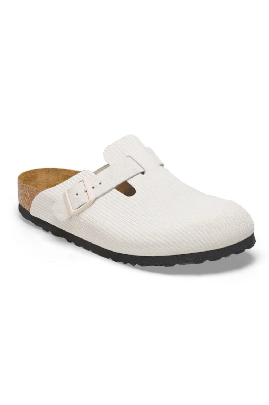 Birkenstock Boston Corduroy Suede Clogs for Women in Antique White | 1025270