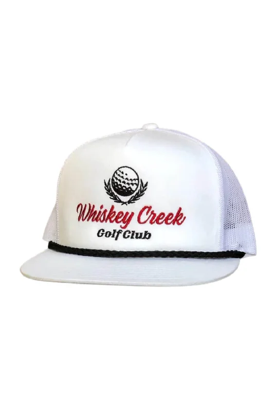 Whiskey Bent Whiskey Creek Golf Trucker Hat for Men in White | WSKYCRKW