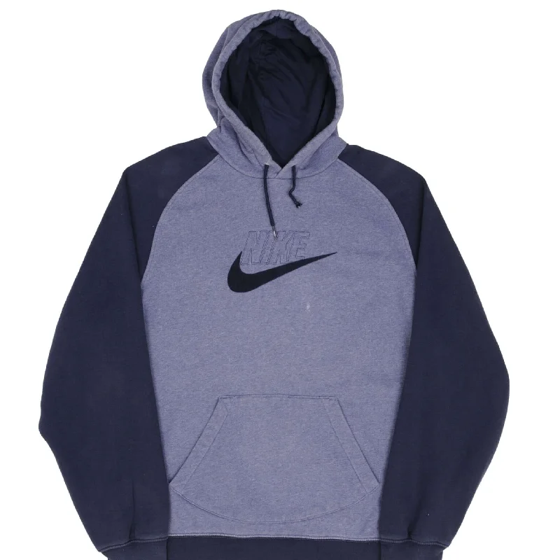 VINTAGE NIKE SPELLOUT SWOOSH BLUE HOODIE SWEATSHIRT 2000S SIZE XL