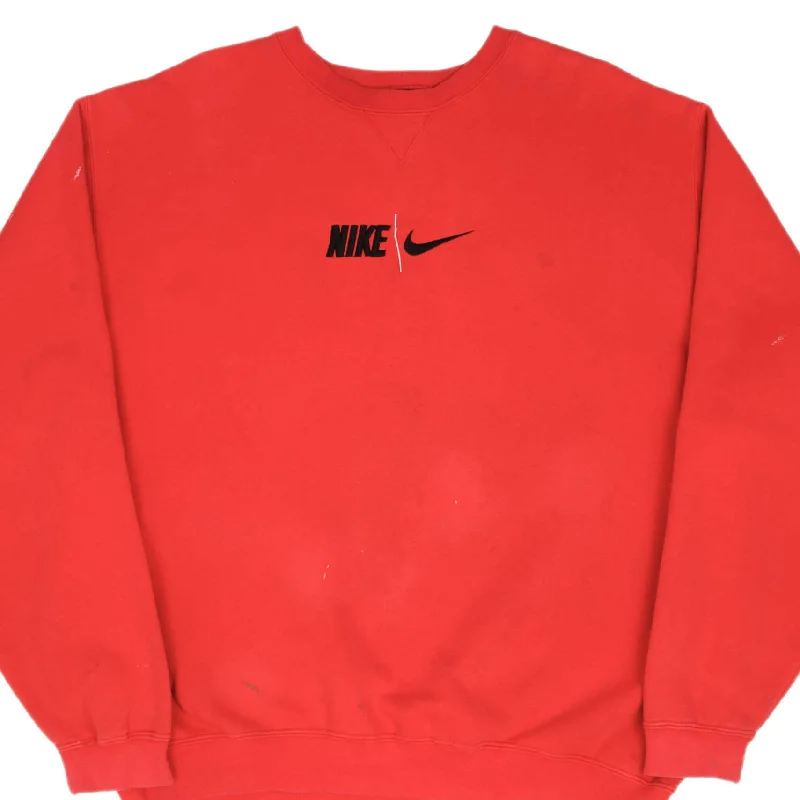 VINTAGE NIKE ID SPELLOUT SWOOSH RED SWEATSHIRT 1990S SIZE XL