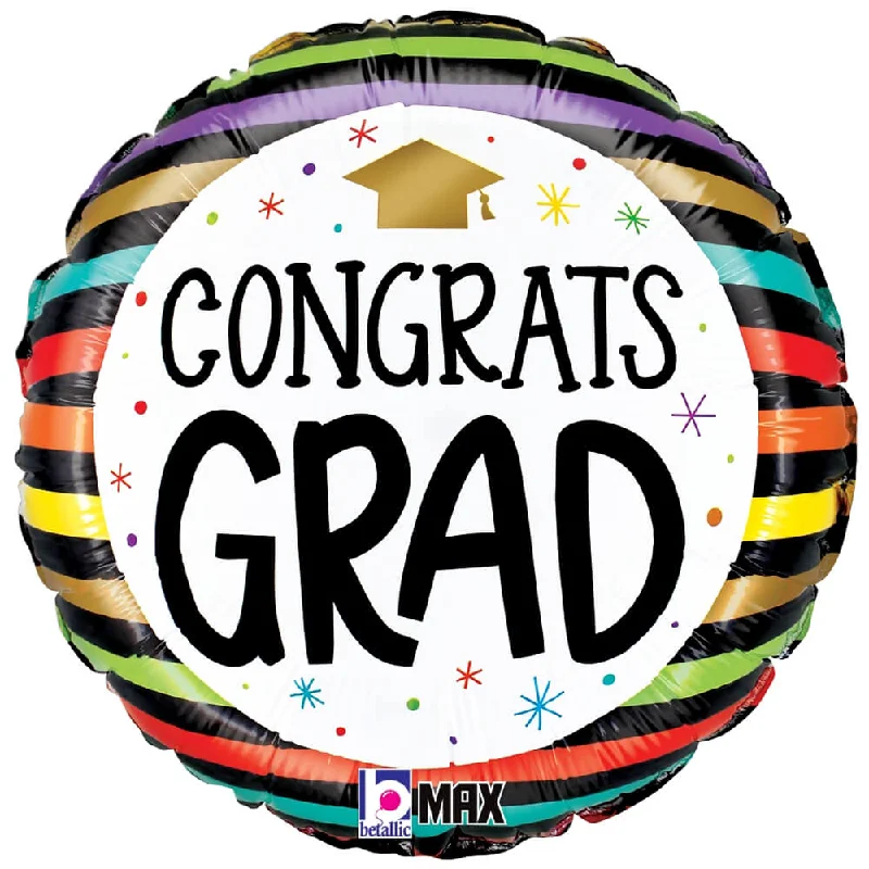 18 inch CONGRATS GRAD COLORFUL STRIPES