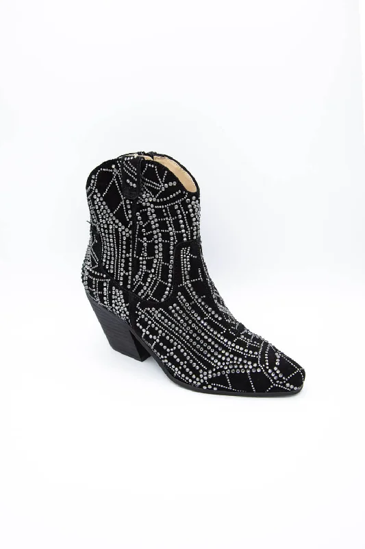 Matisse Heidi Rhinestone Cowboy Booties for Women in Black | HEIDI-BLACK