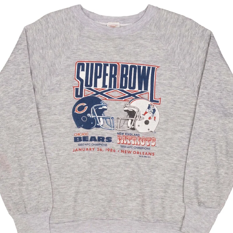 VINTAGE NFL SUPER BOWL BEARS VS PATRIOTS SWEATSHIRT 1986 MEDIUM MADE IN USA