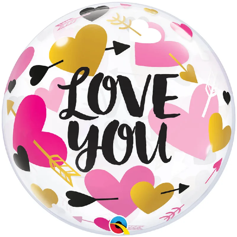 22 inch BUBBLE - LOVE YOU HEARTS & ARROW