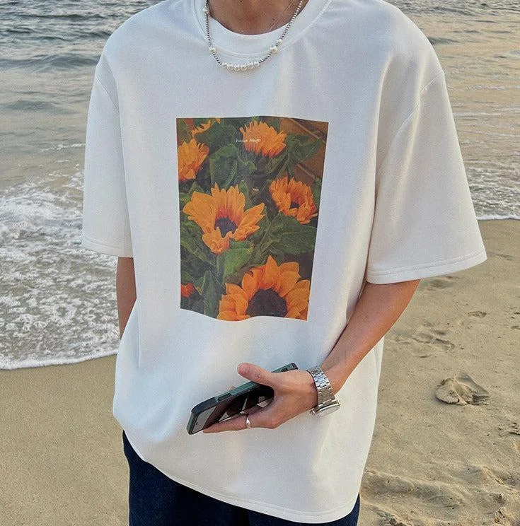 Oversized Sunflower Print T-Shirt