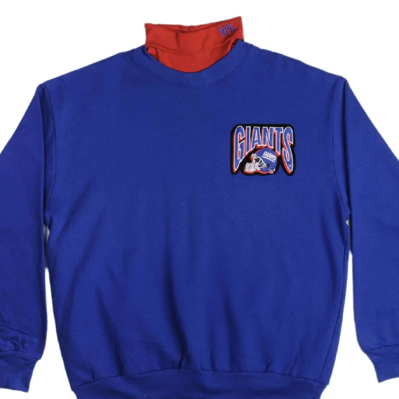 VINTAGE NFL NY GIANTS TURTLE NECK SWEATSHIRT SIZE LARGE 1990S MADE IN USA