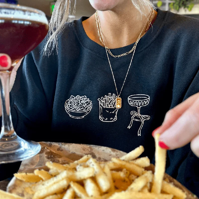 'Girl Dinner' Embroidered Crewneck Sweatshirt