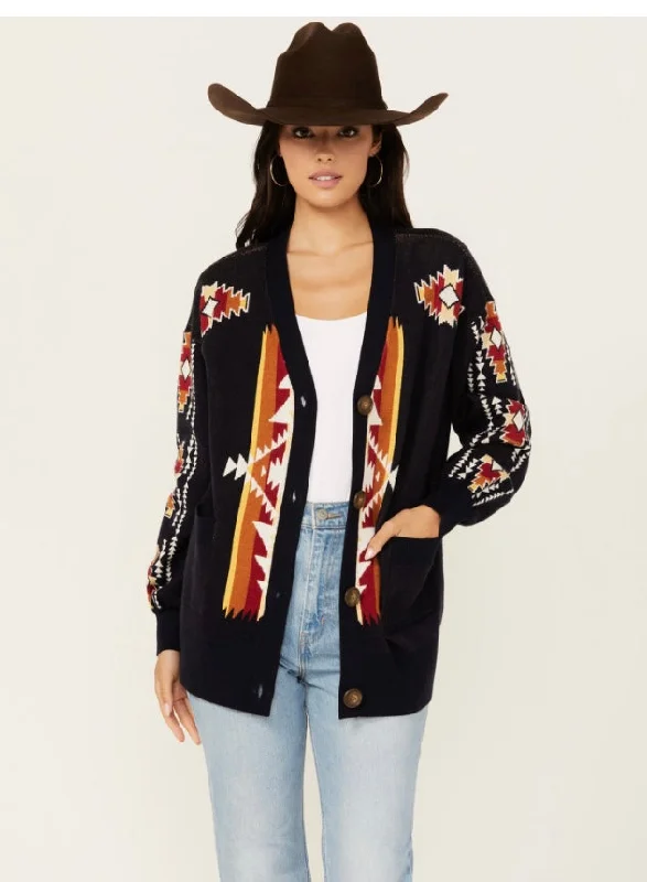 Cruel Women's Southwestern Print Boyfriend Cardigan