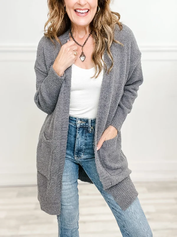 Solid Luxury Soft Cardigan with Pockets and Ribbed Edges